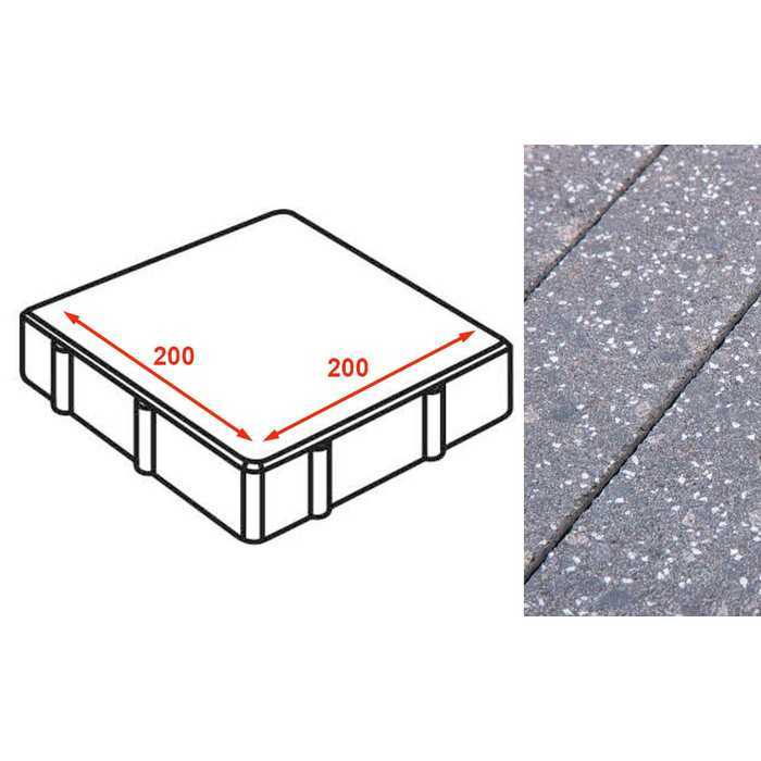 Плита тротуарная Готика Granite FINERRO, квадрат, Ильменит 200x200x80 мм